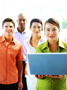 portrait of two businessmen and two businesswomen