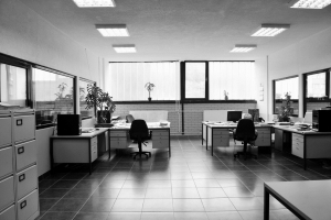 empty office gray scale